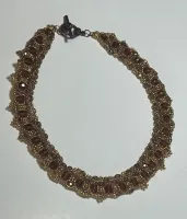 Handmade Beadwoven Brown Crystal Necklace